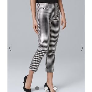 🏁 EUC White House Black Market - Gingham Slim Crop - Sz 6✨✨✨